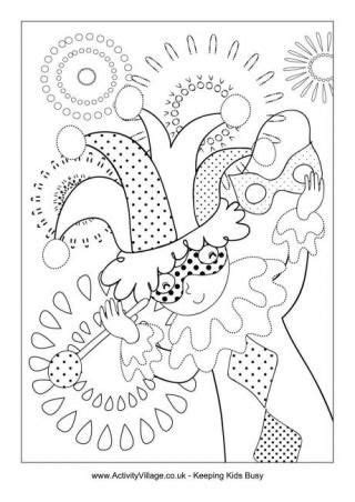 Get crafts, coloring pages, lessons, and more! Mardi Gras Jester Colouring Page | Mardi gras activities ...