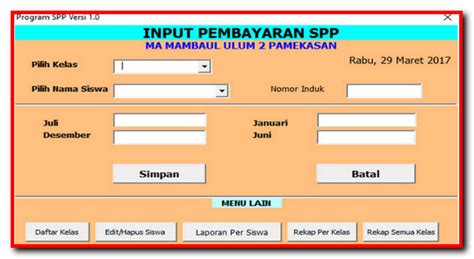 Mengisi data gaji karyawan dengan rumus if mudah sekali. UNDUH APLIKASI PEMBAYARAN SPP DENGAN FORMAT EXCEL - Berkas ...