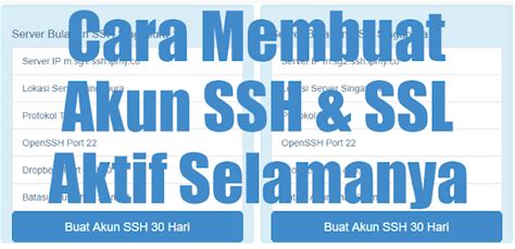 Maybe you would like to learn more about one of these? Cara Membuat Akun SSH Dan SSL Gratis Aktif Selamanya ...