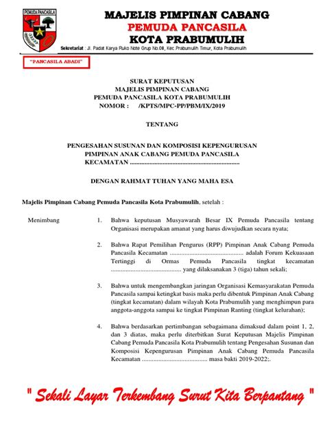 Beberapa contoh surat pengunduran diri berikut ini bisa dijadikan rujukan agar perusahaan menerima keputusan anda tanpa menimbulkan kesan negatif. Contoh Surat Undangan Rapat Organisasi Pemuda Pancasila - Sample Surat Undangan