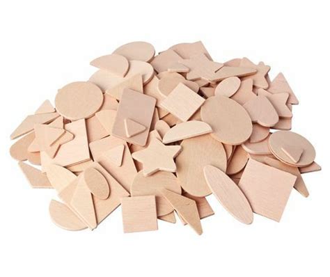 Round shape with three equal cutouts. Wooden Geometric Shapes (Natural) - Pack of 117 - The ...