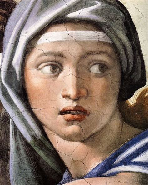 Michelangelo painted the ceiling of the sistine chapel in an upright position, standing on scaffolding of his own design. Delphic Sibyl (detail from the Sistine Chapel ceiling) by ...