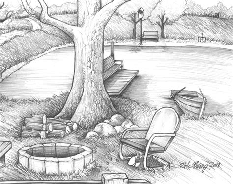 The 'gram is the perfect place to display your work, as landscape photos can build your followers very quickly. Image result for pencil drawing of a pond | Landscape ...