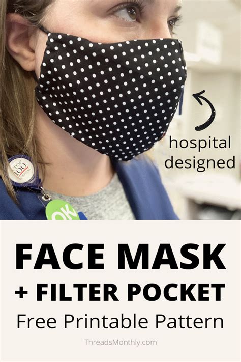 Download the sewing pattern to print at home here. Face Mask Pattern with FILTER POCKET + Free Printable in ...