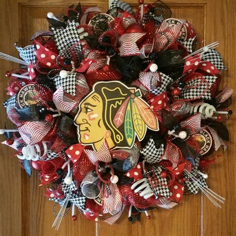Chicago blackhawks bedroom #fathead #nhl. Chicago Blackhawks wreath Blackhawks wreath Hawks wreath ...