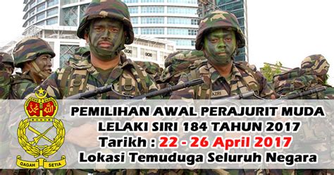 Darat malaysia (tdm), tentara laut diraja malaysia (tldm) dan. Temuduga Terbuka di Tentera Darat Malaysia (ATM) - 22 - 26 ...