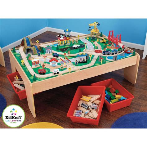 Kidkraft train table set up. KidKraft Wooden Waterfall Mountain Train Table and Set ...