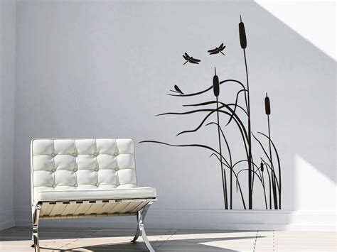 Warum den sich nicht auch im badezimmer ein stück komfort und eleganz zu gönnen? Wandtattoo Schilf mit Libellen im Wind bei Homesticker.de