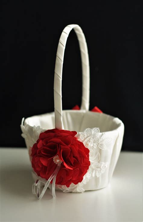 Nos coups de coeur sur les routes de france. Red Flower Girl Basket Red Wedding Basket Shabby Chic ...