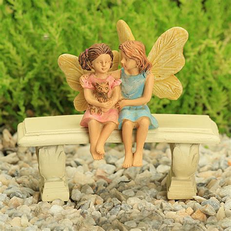 These elegant stone benchs are handmade, skillfully crafted, and perfect for elevated garden decorations. White Stone Bench, Sitting Fairy Figures, Accessory