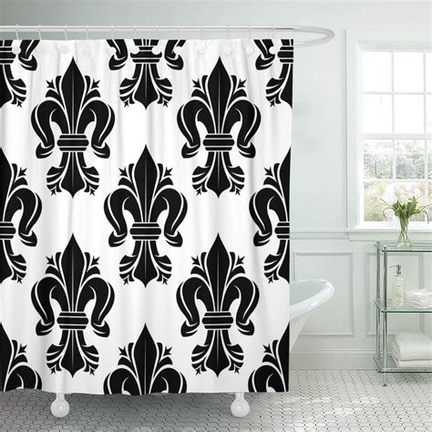 Shop bed bath & beyond for incredible savings on kitchen & bathroom curtains you won't want to miss. PKNMT Black and White Fleur De Lis Floral Pattern Curled ...