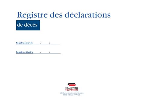 Registre des déclarations de décès - Documents et formulaires