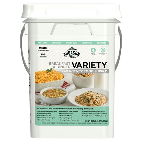 08 augason farms lunch & dinner emergency food supply 11 lbs 11.2 oz 4 gallon pail 7 Augason Farms Breakfast & Dinner Variety Emergency Food ...