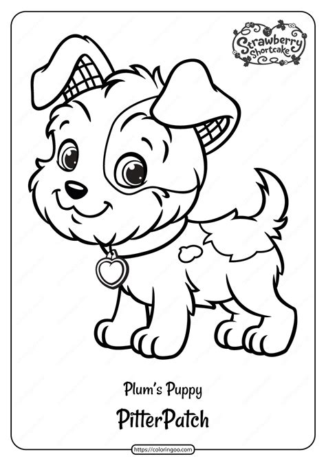 Strawberry shortcake puppy coloring pages. Free Printable Plum's Puppy Pitterpatch Coloring Page