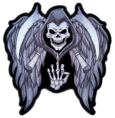 Skull png images free download. Grim Reaper Skull with Cross Scythes and Wings Middle ...