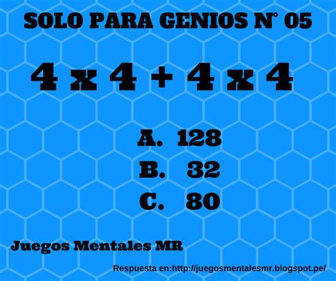 Lista de juegos para ejercitar la mente, actividades y ejercicios para niños, adolescentes, adultos y personas mayores que permiten mejorar las una de las formas mejores y más divertidas es con los juegos para ejercitar la mente/el cerebro. Juegos Mentales MR: febrero 2017