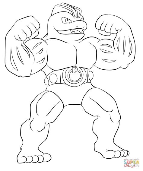 Visit our page for more coloring! Machoke coloring page | Free Printable Coloring Pages