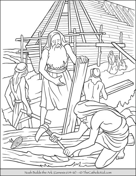 Push pack to pdf button and download pdf coloring book for free. Noah Building The Ark Coloring Page - TheCatholicKid.com ...