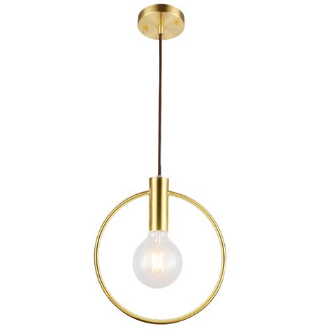 It's made from metal and features an architectural shade that's reminiscent of a faceted gem. gold Geometric Circle industrial style pendant lighting Round Handing Ring pendant lamp for ...