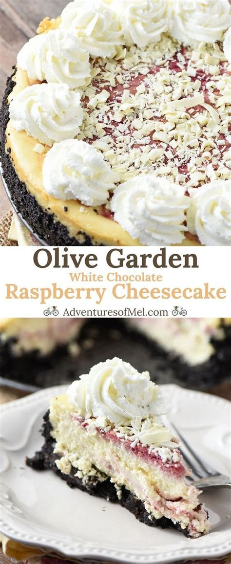 The second time i made it, i doubled the cream cheese and chocolate chips for the second layer and it made it more like a cheesecake layer. Olive Garden White Chocolate Raspberry Cheesecake is hands ...