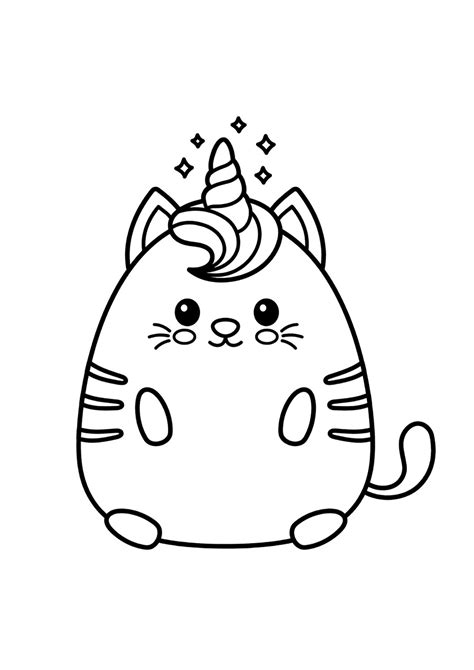 Matching clip art, party supplies and printables available to download and use. Cute Unicorn Cat Coloring Page