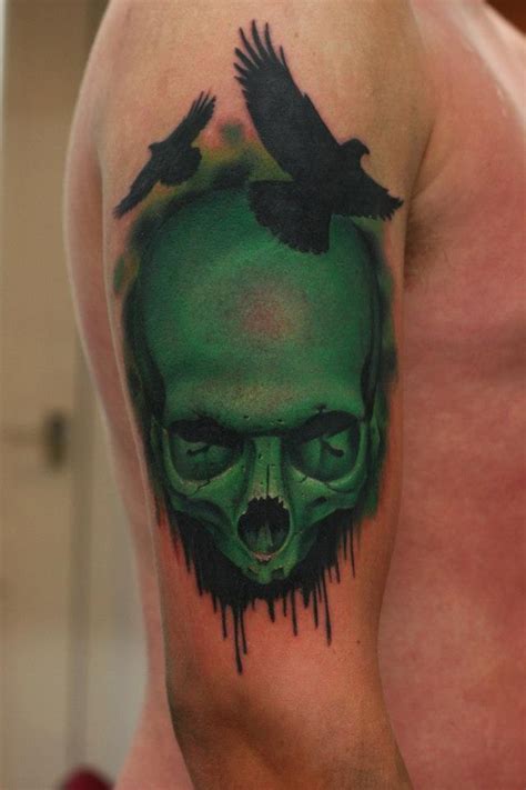 Maybe you would like to learn more about one of these? green tattoo skull and birds - | TattooMagz › Tattoo ...