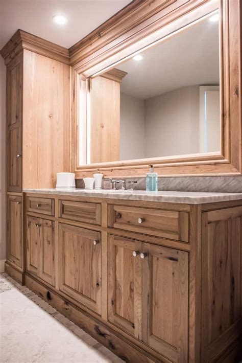 Sturdy hickory construction features a spacious cabinet behind a mirror door. Look Book - Waterview Kitchens