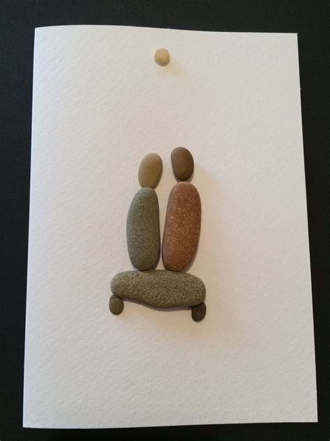 Handmade greeting card,Pebble art couple, loving couple, romantic gift ...