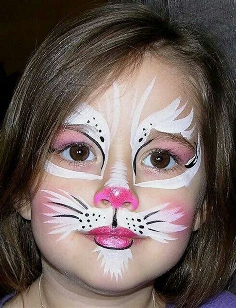 How to use a face paint brush: Adorable painting! !! | Kitty face paint, Bunny face paint ...