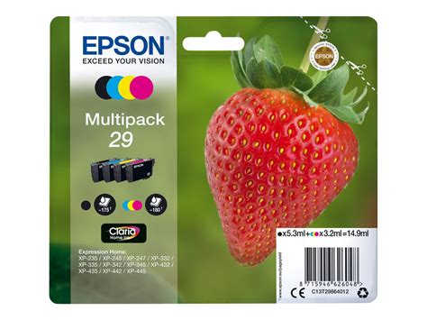 Retrouvez ici toutes les cartouches d'encre epson. Epson T29 Fraise - Pack de 4 - noire, cyan, magenta, jaune ...