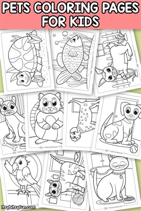 Toddlers, preschool, kindergarten and elementary school grades. Pets Coloring Pages for Kids - itsybitsyfun.com ...