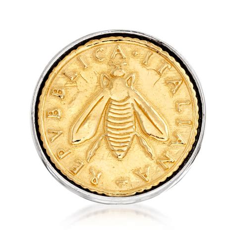 The term queen bee is typically used to refer to an adult, mated female (gyne) that lives in a honey bee colony or hive; Italian Replica Lira Bee Coin Ring in Sterling Silver and ...