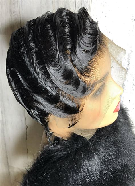 80.choppy black pixie cut hair. Black Finger Wave Custom Unit Brazilian Virgin Hair High ...