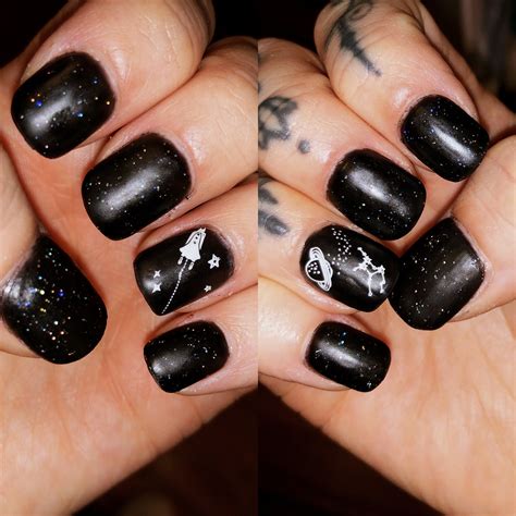 A matter of space #3 (suits). Matte Black Space Nails | Nails, Space nails, Gel nails