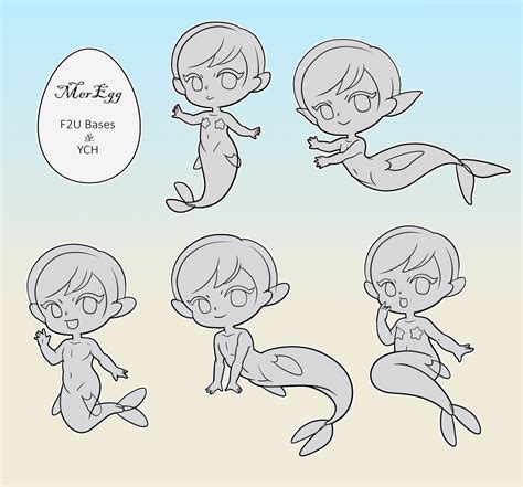 Welcome to dragoarts free online drawing tutorials for kids and adults. chibi mer bases - F2U and YCH by artofdroth | Mermaid ...