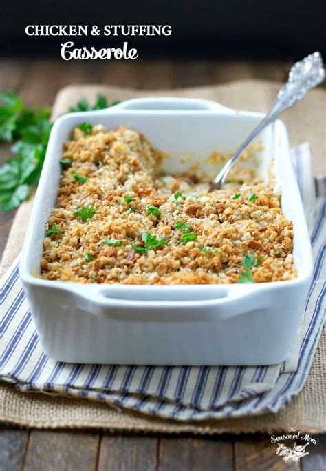 Mix chicken broth and melted butter together in a bowl. Chicken and Stuffing Casserole - The Seasoned Mom