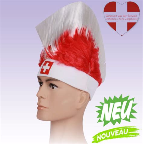 Grösster schweizer souvenir online shop. Perücke Schweiz Fussball Fan-Artikel Rot Weiss Schwiiz CH ...