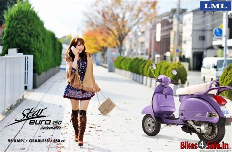 The new scooter has a claimed fuel efficiency of 55kmpl, which means its 7. Scooter girl with LML Star 150 Euro Automatic. LML Star ...