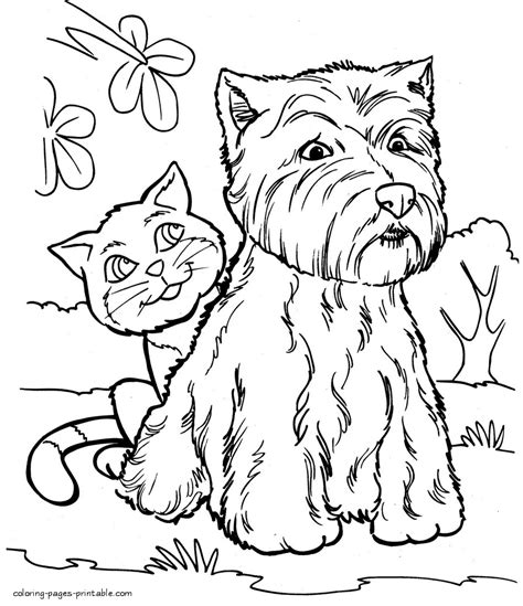 You can use our amazing online tool to color and edit the following free coloring pages of cats and dogs. Сat and dog coloring pages to print || COLORING-PAGES ...