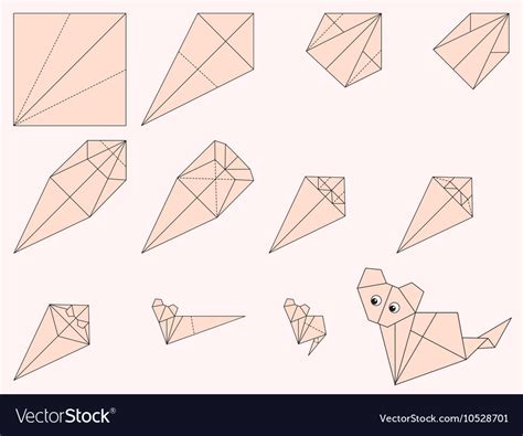 Free printable instructions can be downloaded. Origami Cat and Instruction Royalty Free Vector Image