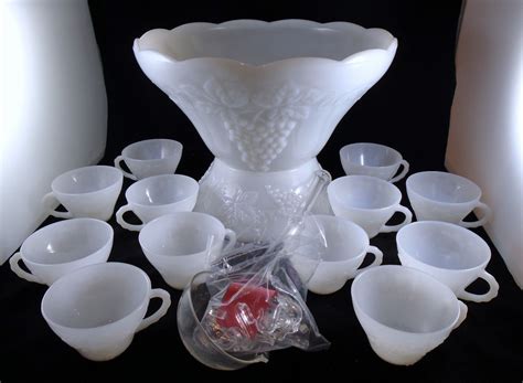 Anchor hocking glass batter bowl is microwave safe. Vintage Anchor Hocking Grape Milk glass punch bowl, stand ...