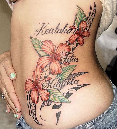 Tribal turtle and orange hibiscus tattoo. Orange Foot Tribal Hibiscus Tattoo - Inofashionstyle.com
