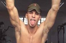 shirtless pits military jock tongue muscular male hunk