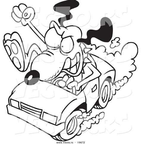 If you think he's cute, print out the matching colour poster, it's part of a. Vector of a Cartoon Driving Dog with Road Rage - Outlined Coloring Page by toonaday - #19672