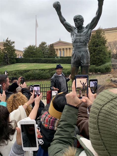 Sylvester stallone visited his famed rocky statue at the philadelphia museum of art, as he promoted the upcoming eighth installment of the boxing series. Look who stopped by the Rocky statue this afternoon ...