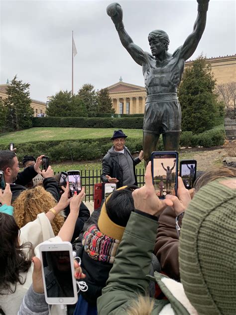 Sylvester stallone visited his famed rocky statue at the philadelphia museum of art, as he promoted the upcoming eighth installment of the boxing series. Look who stopped by the Rocky statue this afternoon ...