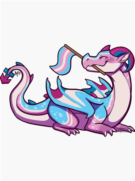 The black and white stripes represent the absence of gender. "Transgender Pride Flag Dragon (1st Edition)" Sticker by ...