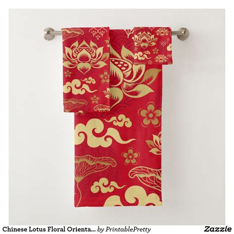 Get hung up on our newest bath towels, hand towels and sets featuring plush fabrics and decorative prints. Chinese Lotus Floral Oriental Asian Pattern Trendy Bath ...