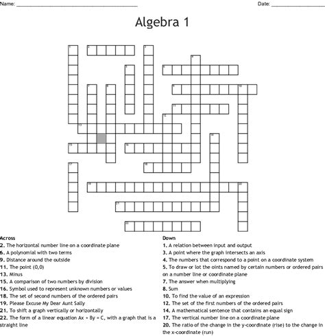 Genetics crossword puzzle worksheet answers printable worksheets. Algebra 1 Crossword - Wordmint - Printable Crossword #1 ...