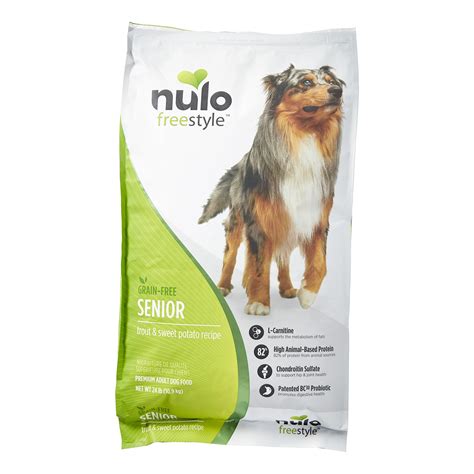 It has added vitamins and minerals to support older bones and joints and also helps to keep the metabolism and digestion working properly. Nulo Freestyle Trout & Sweet Potato Senior Dry Dog Food ...